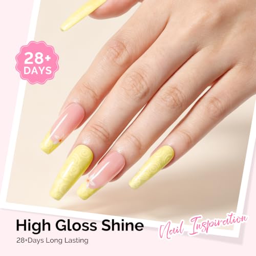 Image of MelodySusie Lemon Yellow Pearl Gel Nail Polish,0.5fl oz Soak Off UV LED Drawing Shimmer Gel Polish Soak Off Swirl Shell Thread Effect Gifts for Women Nail Art Manicure Salon DIY Nail Design-A1906