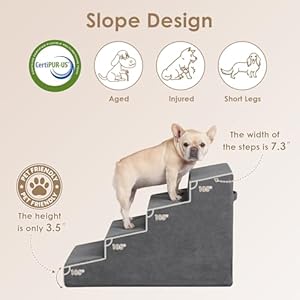 EHEYCIGA-Dog-Stairs-for-Beds-197-H-4-Step-Dog-Steps-for-Small-Dogs-and-Cats-Slope-Pet-Steps-with-Non-Slip-Bottom-Dark-Grey - Cucciolini Doodles EHEYCIGA-Dog-Stairs-for-Beds-197-H-4-Step-Dog-Steps-for-Small-Dogs-and-Cats-Slope-Pet-Steps-with-Non-Slip-Bottom-Dark-Grey