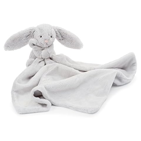 Jellycat Bashful Grey Bunny Soother, 13.5 inches | Security Blanket and Lovey for Babies | Baby Gift Cover