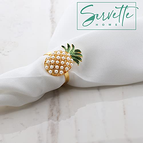 Gold Napkin Rings Pineapple With Pearls - Set Of 5 #TOP2