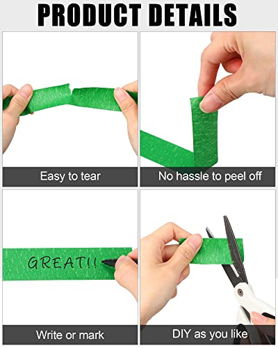 Image of Fainne 20 Pcs Green Painters Masking Tape Bulk 1 Inch x 55 Yard, General Purpose Paint Band Removable Adhesive Tape Multi Surface Roll for Painting Labeling School Supplies