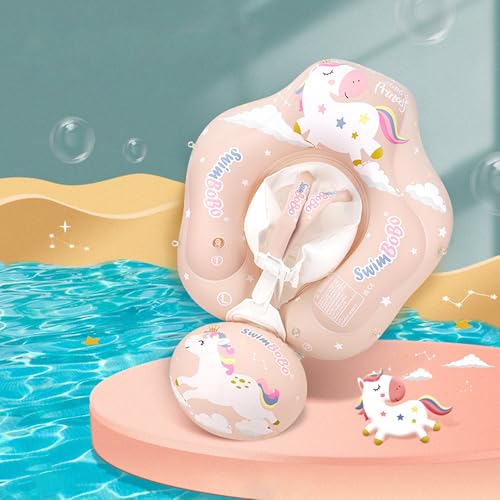 Baby Schwimmring mit abnehmbarem Sonnendach und Anti Umkippen Float Aufblasbarer Schwimmtrainer mit Sicherheitssitz für Kleinkinder ab 6 bis 24 Monate von Woukksy