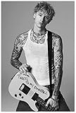 WOLIUER Kein Rahmen 60X90cm Kunstwerk Malerei Leinwanddrucke Poster and Painting Machine Gun Kelly Hip Hop Rapper MGK Poster 66 Bedroom Decor Sports Office Room Decor Gift