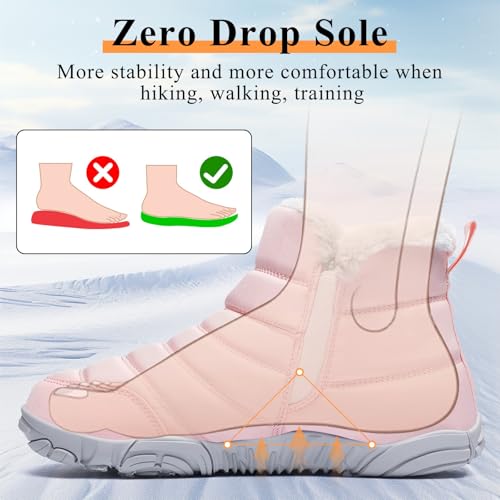Mens Womens Winter Snow Boots Wide Toe Box Barefoot boot Fur Lined Minimalist Zero Drop Sole Walking Shoes4