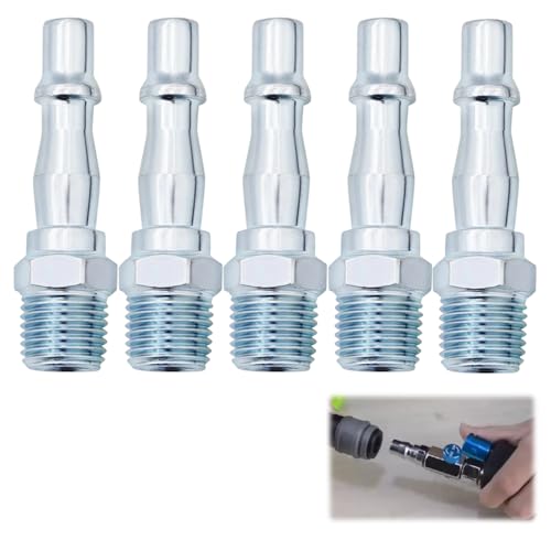 Image of 5PCS Air Line Connectors, Quick Release 1/4pt Male Thread, Air Compressor Fittings with Male Female Thread, Airline Fittings for Air Guns, Compressors, Automotive