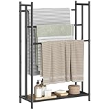 HOOBRO Handtuchleiter, freistehender Handtuchständer, 3-stufiger, trapezförmiger Handtuchhalter mit Gitterboden und verstellbaren Füßen, vielseitiger Kleiderständer für Wohnzimmer, Schwarz EBK09LB01
