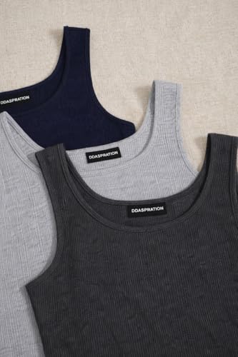Image of Women's 1x1 Rib Cotton Stretch Tank Top Sleeveless Basic Vest Pack of 3