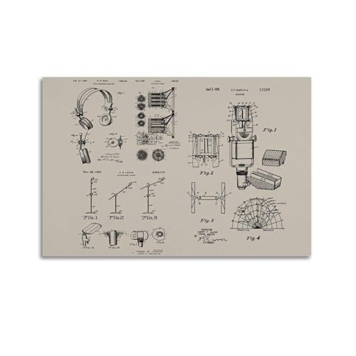 Vintage Technology Blueprints Poster, Industrial Engineering