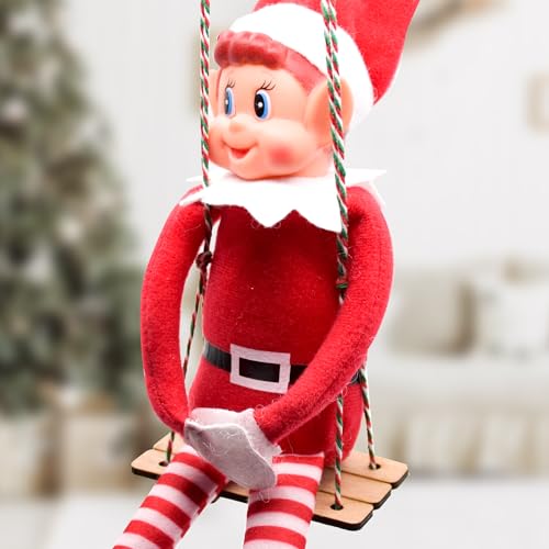 Hidoo Creations - Balançoire du Lutin farceur une ou 2 places, bétise du lutin, mini balançoire faite à la main, cordelette noël personnalisable, avec ou sans peluche lutin, idée cadeau, enfants, mois de décembre
