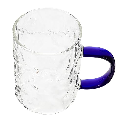 Garneck Glass Office Drink Cup Convenient Drink Cup Wear-resistant Water Mug Convenient Coffee Mug Cocktail Accessories Tea Mug with Lid Clear Drinking Cups Saki Cup Blue High Borosilicate