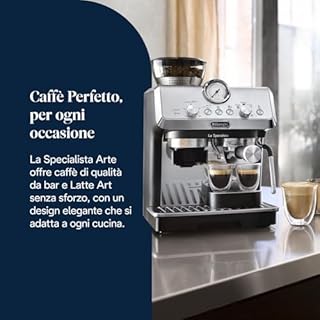 De'Longhi LA SPECIALISTA ARTE EC9155.MB Macchina da caffè Manuale, 3 Ricette Preimpostate, Controllo Attivo della Temperatura, 8 Livelli di Macinazione, Lancia MyLatte Art, incluso KIT BARISTA, Nera