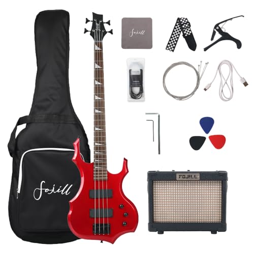 Fojill Cool - Juego de 4 cuerdas de guitarra eléctrica de bajo eléctrico de 10 W, amplificador...
