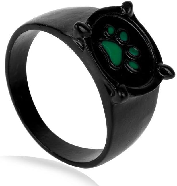 Alloy Cartoon Ladybug Cat Green Pawprint Resizable Ring for Men and Women Party Gift Animal Design