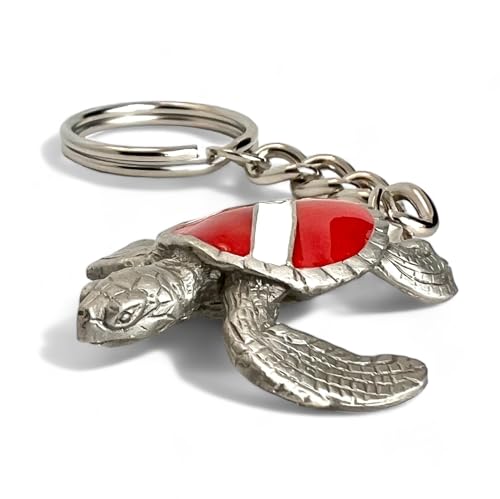 Turtle Key Chain - Realistic Dive Turtle Charm, Scuba Diving