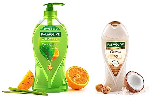 Image of Palmolive Aroma Morning Tonic Body Wash, 750ml Shower Gel Single Pump Bottle & Palmolive Coconut Joy Body Wash, 250ml