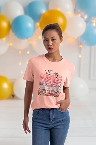Fashgl It's My Birthday Shirt Women Cute Birthday Letter Printed T-Shirt Funny Birthday Party Gift Graphic Tee Tops Pink #TOP2