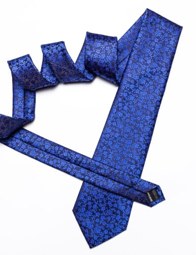 Image of Barry.Wang Flower Ties for Men Silk Woven Floral Tie Sets Necktie Handkerchief Cufflinks Wedding Party