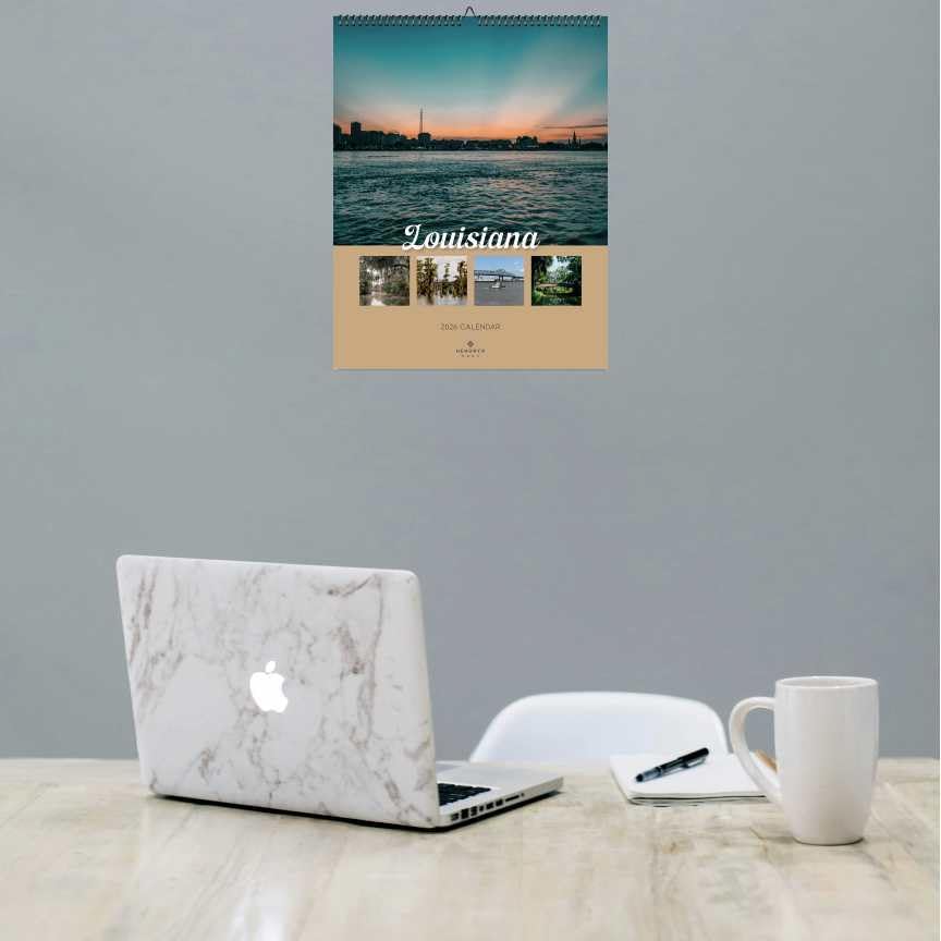 Louisiana 2026 Wall Calendar – 14.5x18.25” State Photography, 12-Month Scenic Travel Calendar
