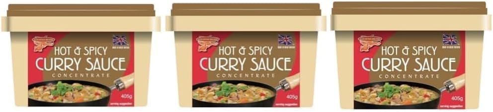 Hot & Spicy Curry Sauce Paste 405g (Pack of 3) | Bold & Fiery Cur...
