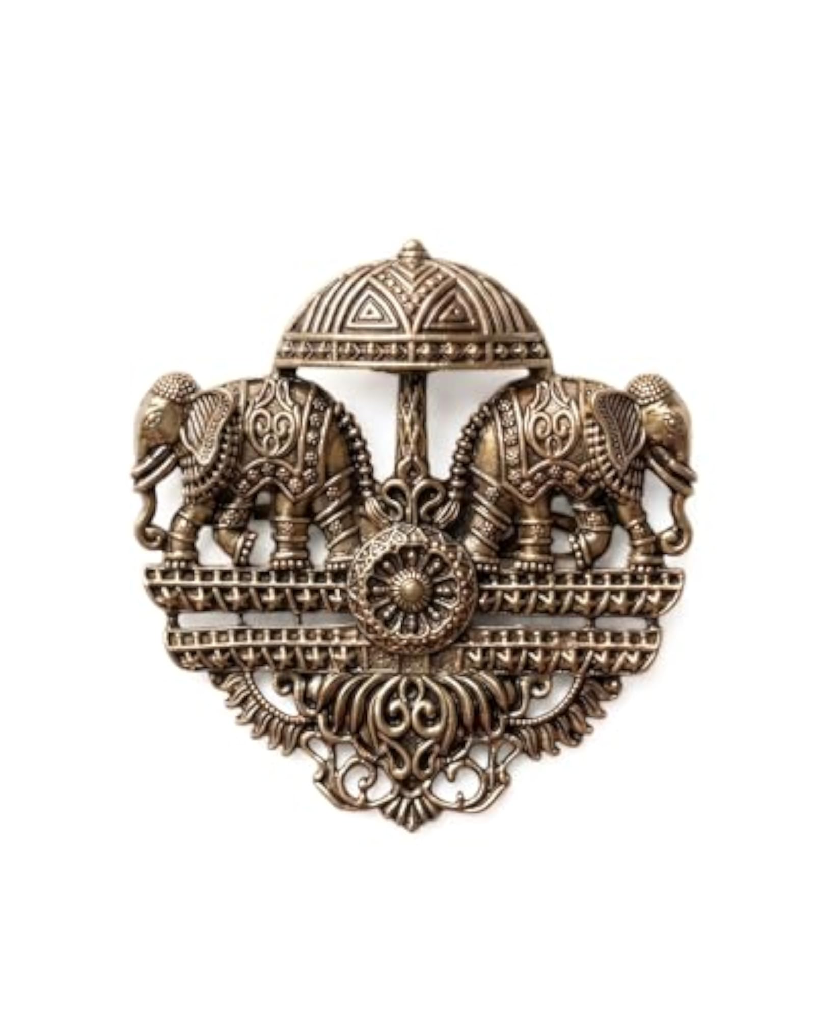 Elephant Heritage Brooch for Men, Antique Gold Lapel Pin