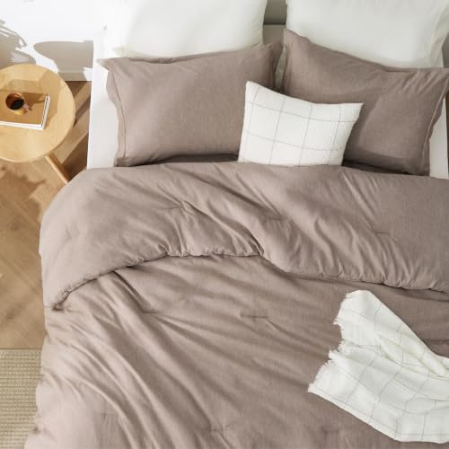 Image of Bedsure Oversized Queen Comforter Set - Khaki Soft Bedding for All Seasons, Cationic Dyed Bed Set, 3 Pieces, 1 Oversized Queen Size Comforter (98 inchx98 inch) and 2 Pillow Shams (20 inchx26 inch+2 inch)