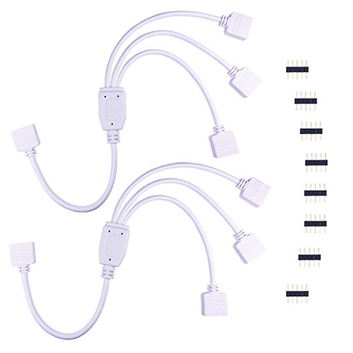 LITAELEK 2 stuks 5-polige RGBW ledstrip, verdeler, kabel, 1 tot 3 led-splitter kabel, ledstrip, verlengkabel, connector, led-snelverbinder, hoekconnector voor RGBW 5050 ledstrip, 30 cm, wit