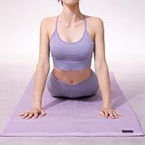 créer(クレエ) ヨガラグ 滑り止め付き ヨガタオル 182cm×63cm【ズレない！滑らない！】ピラティス スタジオホットヨガ ヨガマット タオル 吸水速乾 収納袋付き 軽量 無地 シンプル（ライトパープル）