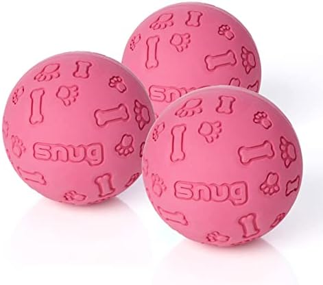 Snug Rubber Dog Balls for Small and Medium Dogs - Tennis Ball Size - Virtually Indestructible (3 Pack - Classic)