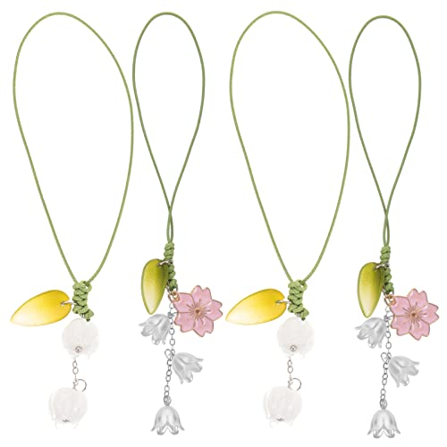 PartyKindom 4 PCS Phone Charm Kawaii, Flower Phone Accessories Charm String Kawaii Phone Charm Hook Cute Phone Charms Aesthetic for Girl Women