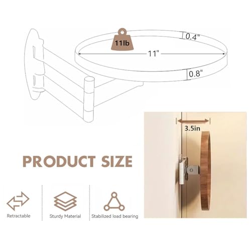 Table ronde pliante murale 28cm gain de place pour petit espace
