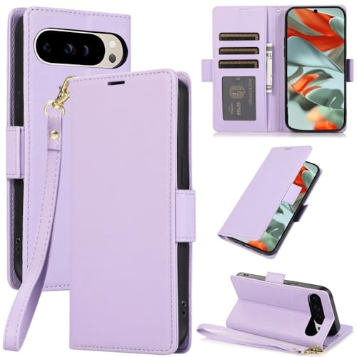Étui magnétique Google Pixel 9A avec flip arrière et rangement cartes violet clair