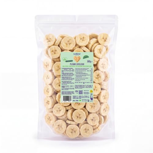nut&me Gefriergetrocknete Bananen 500 g – 100% Banane, getrocknete Früchte/Trockenfrüchte, ohne Zuckerzusatz und Zusatzstoffe, glutenfrei, vegan – Zip-Beutel