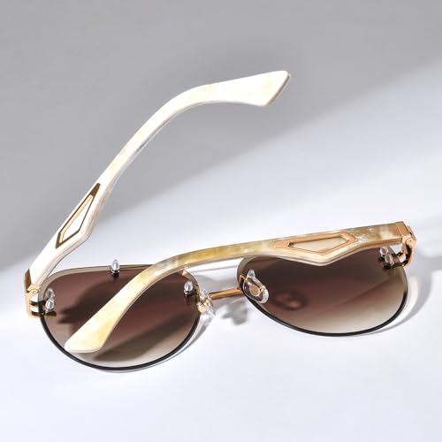 Image of HEPIDEM 100% Really Buffalo Horn Sunglasses for Men Rimless Oversize Aviator Square Sun Glasses 0039