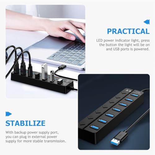 Hub USB Ports VILLCASE avec interrupteurs et LED pour PC - 4
