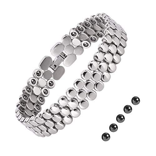Bracelet magnétique femme argent JEROOT aimants hématite boîte