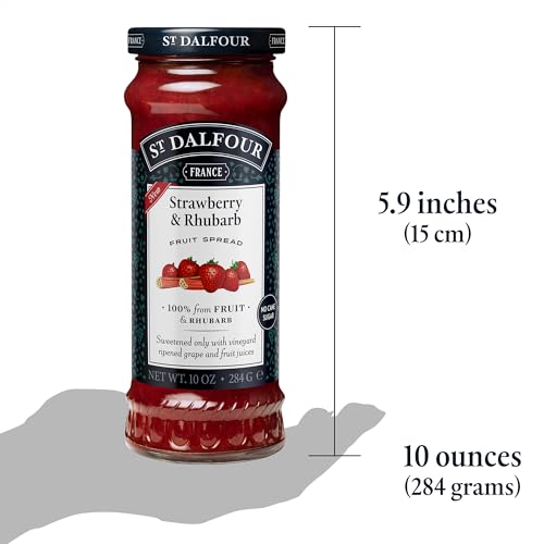 St. Dalfour Strawberry & Rhubarb Fruit Spread - 10oz - 100% from Fruit & Rhubarb, No Artificial Ingredients, Non-GMO, No Cane Sugars, All Natural