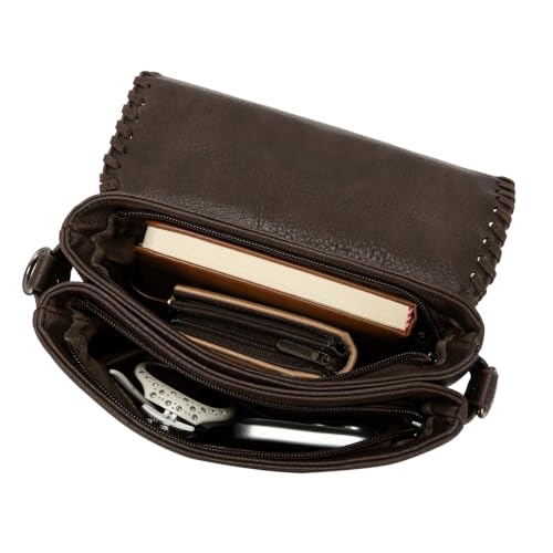 Image of Montana West Crossbody Bags for Women with Dual Compartments Western Cross Body Purse with Leopard Print Guitar Strap