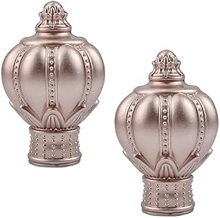 UFURMATE Curtain Finials, 2Pcs Rose Gold Drapery Rail Pole Head Cap Decorative Window Curtain Rail End Plastic Curtain Rod Pole Finials Ends, Fits Dia. 26mm to 28mm Curtain Rods (Crown Shape)
