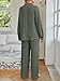 LILLUSORY Women 2 Piece Linen Sets Lounge Wear Winter Long sleeve Button Down Matching Outfits Oversized Fashion Pant Suits ArmyGreen L