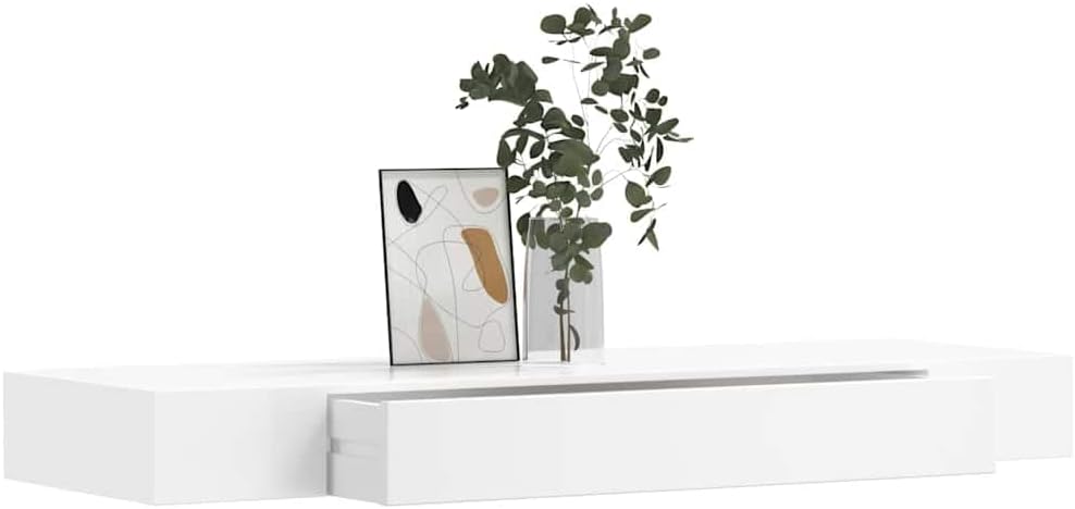 White MDF Floating Wall Shelf, 31.5 Inch Modern Display Ledge for Living Room Decor, Durable Bathroom Shelves, Easy Mount