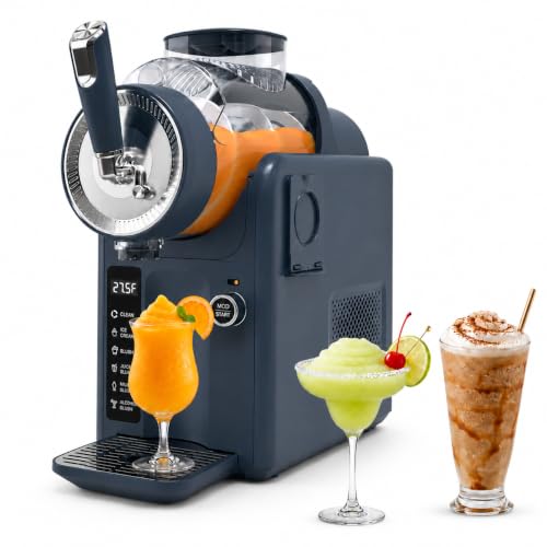SYINTAO Slushie Machine No Ice Needed, 2-in-1 Frozen Drink & Soft Serve Ice Cream Maker, Self-Chilling Slushy Maker with 5 Presets, LED Display & Auto Clean for Home & Party (Blue&Gray)