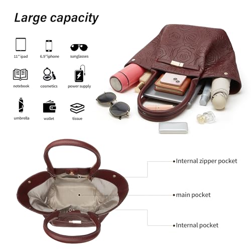 Image of Women Fashion Handbags Wallet Tote Bag Shoulder Bag Top Handle Satchel Purse Set 4pcs