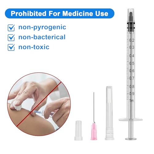 12 Stück 1ml Spritzen Set mit Luer Kunststoffspritze Spritzen Set mit stumpfen Nadeln zum Nachfüllen Messen von Öl Kleber Flüssigkeiten Haustieren Wissenschaftlichen Laboratorien Spritze mit Nadel