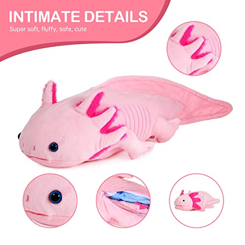 lilizzhoumax Realistic Axolotl Plush Toy 3-Piece Soft Stuffed Animal Zippers Playset, Cute Axolotl Mom with Babies, Gift for Kids - Image 3