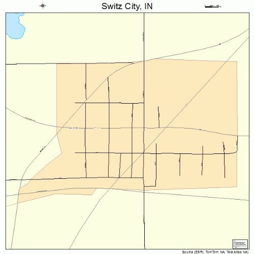 Large Street & Road Map of Switz City, Indiana IN Printed poster size