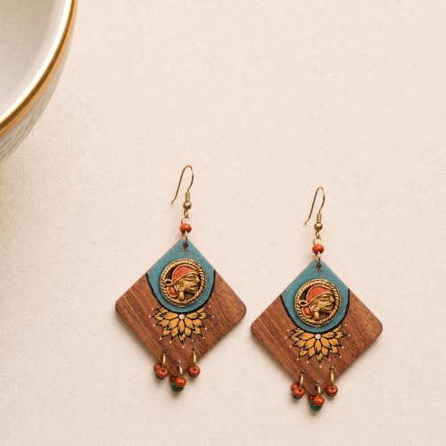 Image of Handcrafted Tribal Wooden Earrings Collection for Women - Butterfly, Princess & Modern Geometric Statement Designs
