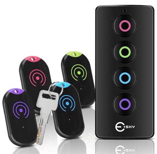 Esky Ultra Slim Schlüsselfinder, Key Finder mit 80dB Piepton – 2-Fach Empfänger zum Finden von Schlüsseln, Fernbedienung, Geldbörse, Haustieren & Handy Inklusive Batterien