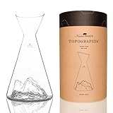 Jarra de agua 1 L | Borosilicato de alta calidad soplado artesanalmente con montañas en relieve | TOPOGRAPHIC (Tofane)