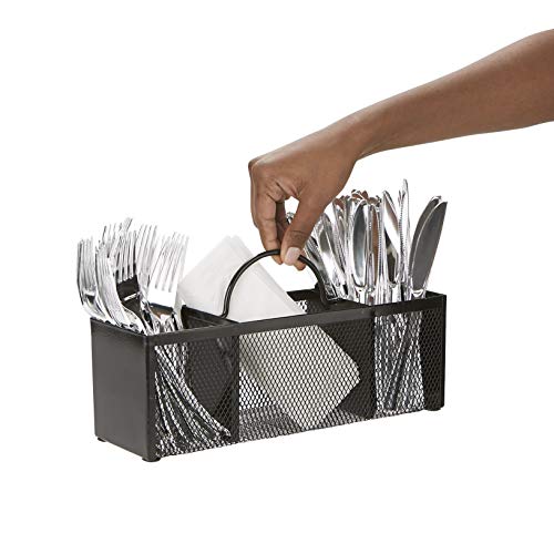 Mind Reader 3 Section Caddy, Cutlery Holder, Flatware And Silverware Organizer, Forks, Spoons, Knives, Countertops, Kitchen, One Size, Black Mesh #TOP5