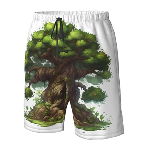 Men's Swim Trunks Cartoon Tree Quick Dry Board Shorts Mens Bathing Suit Beach Swimwear with Pockets 7